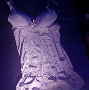 Daisy Fuentes Lavender Lace-Front Chemise with Bow